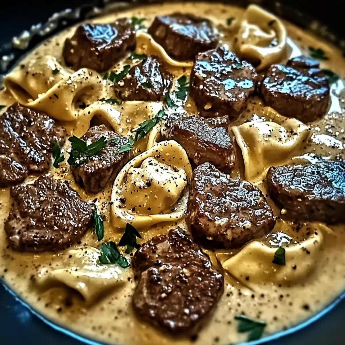 Cracked Garlic Steak Tortellini in Creamhouse Sauce Bliss Redefined