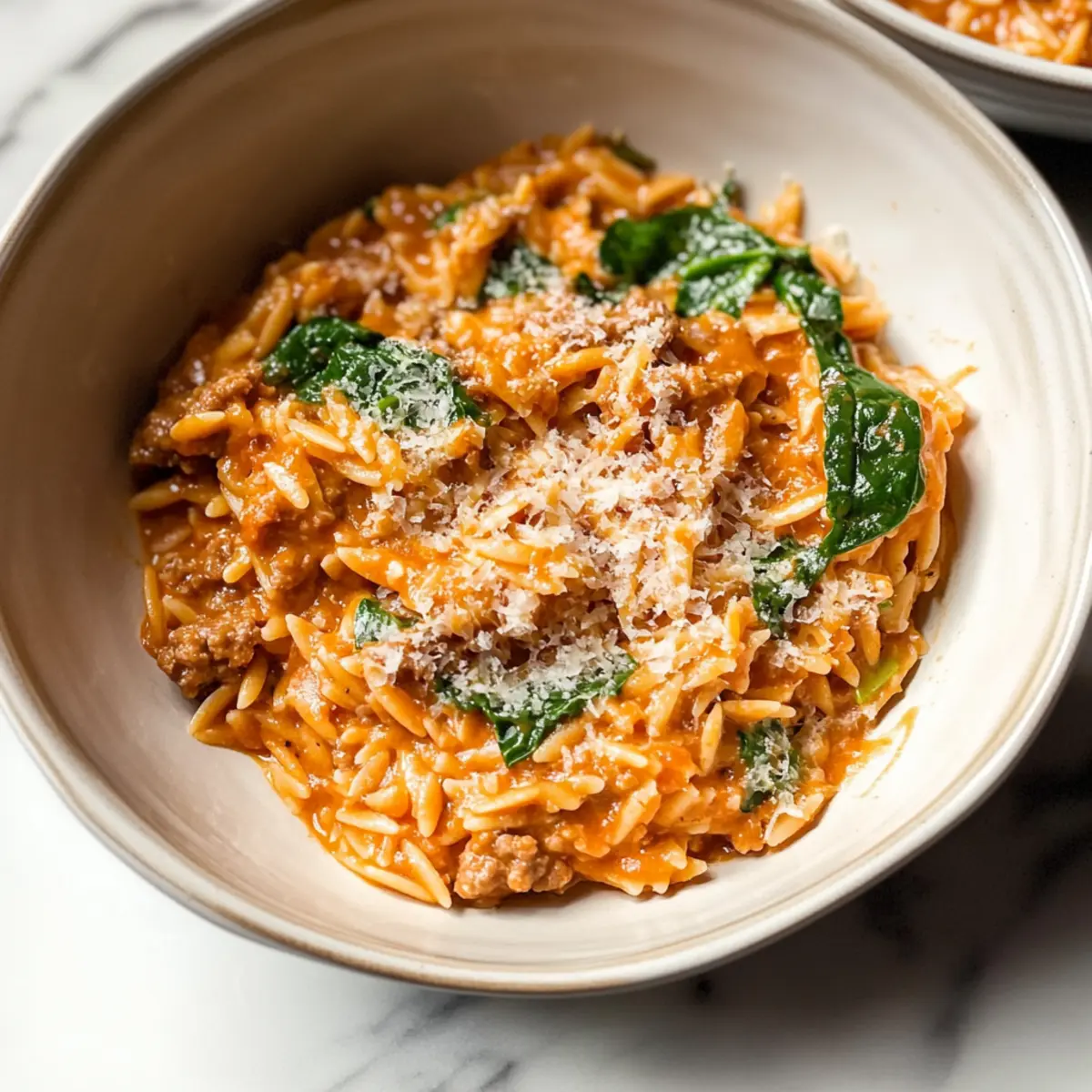 Creamy Ground Beef Orzo with Tomato Cream Sauce Delight