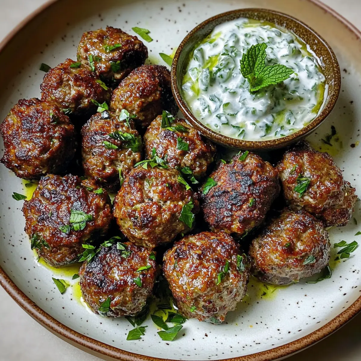 Savor the Richness of Lebanese Kofta Meatballs with Cucumber Mint Sauce
