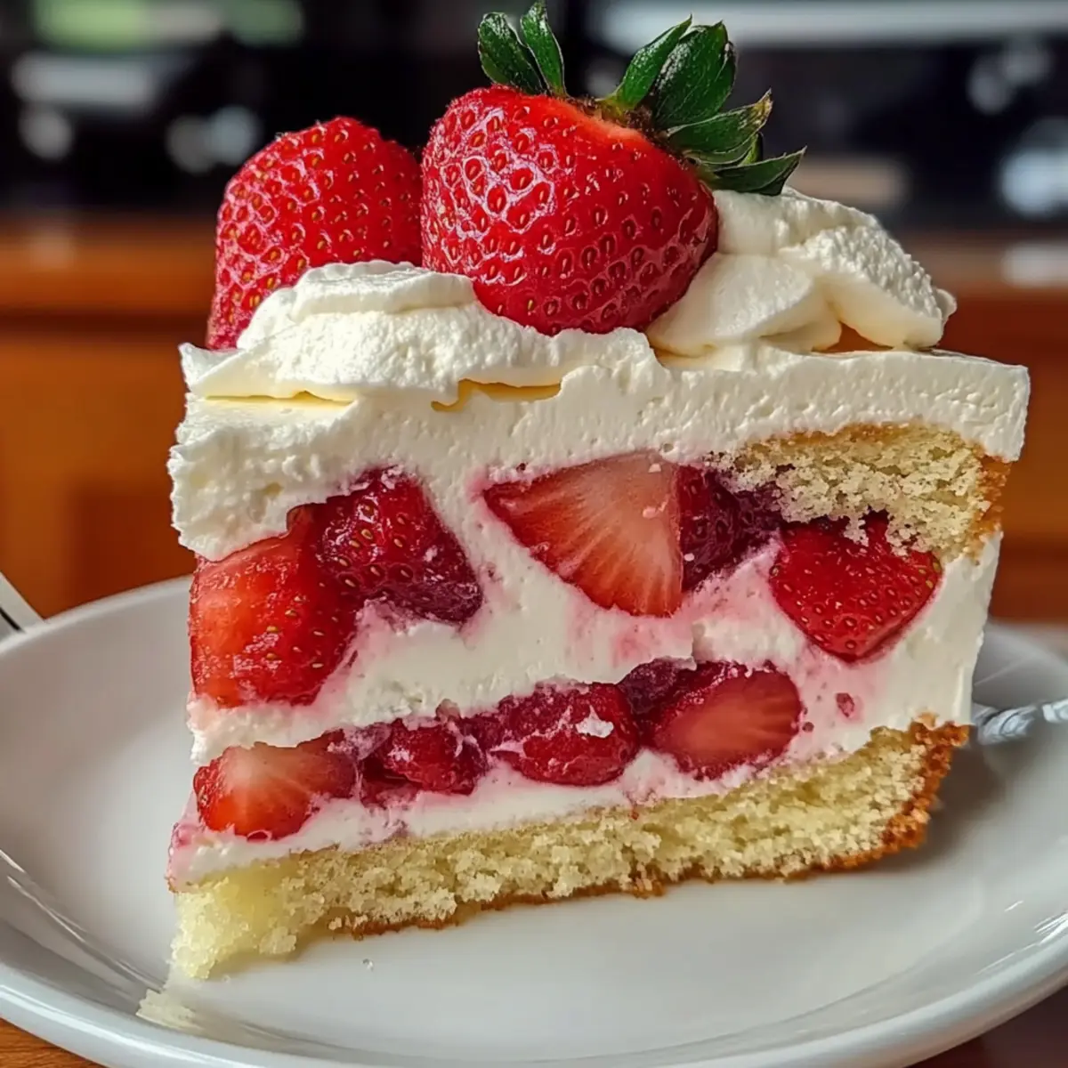 Light and Dreamy Strawberry Shortcake Layered Slice Delight