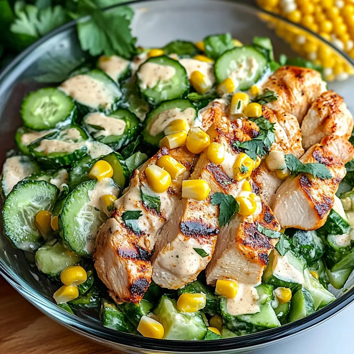 Street Corn Creamy Cucumber Chicken Salad for Summer Bliss