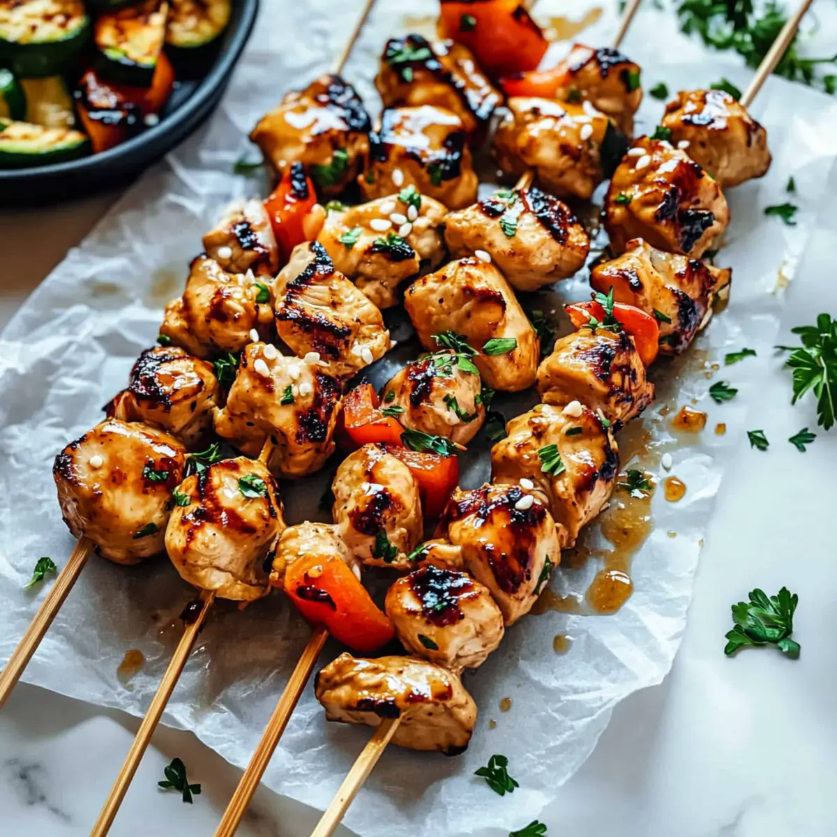 Grilled Asian Chicken Skewers with Honey Garlic Sauce Delight