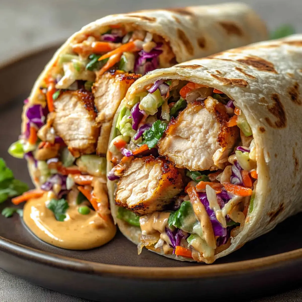 Thai Chicken Wrap with Crunchy Asian Slaw for Fresh Flavor