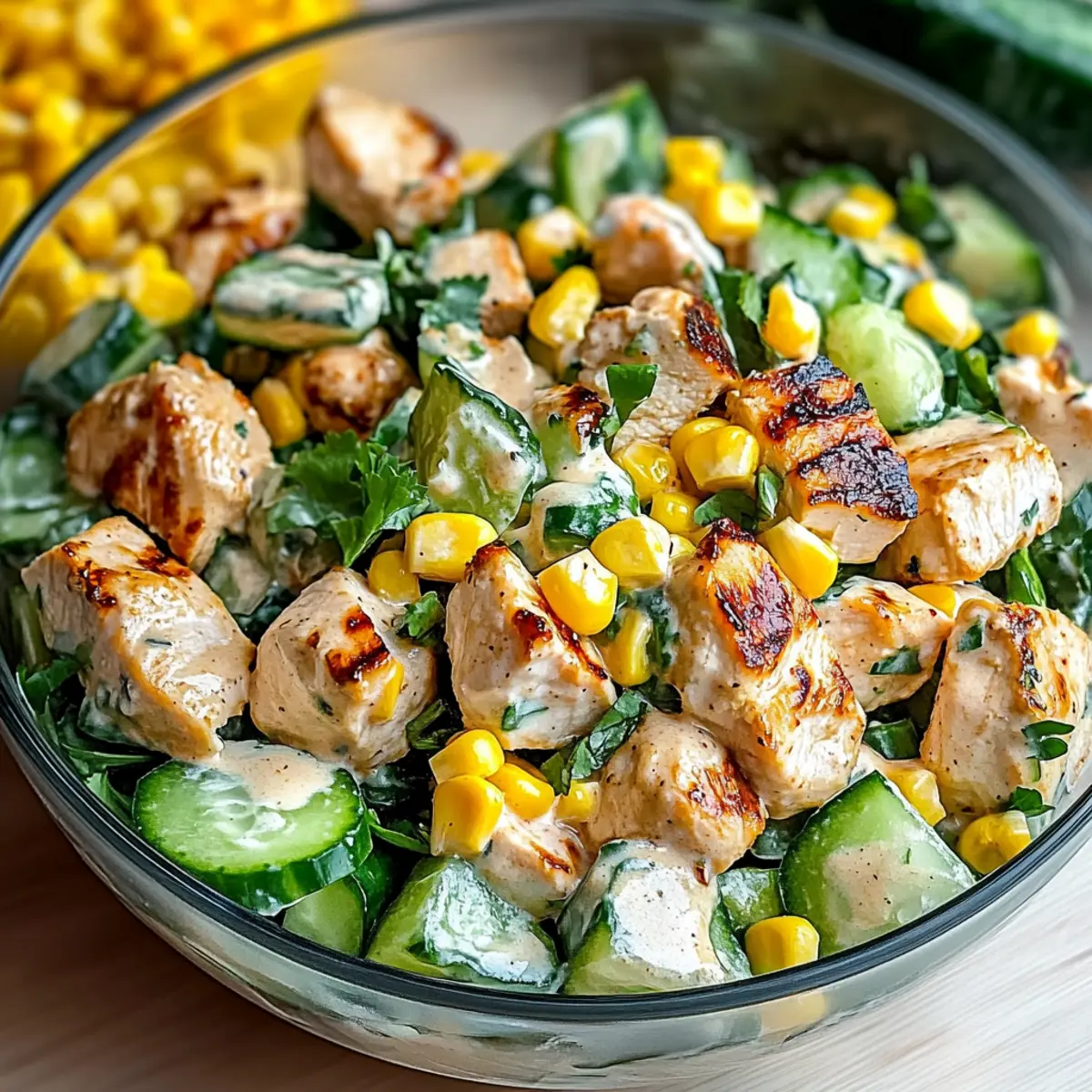Street Corn Creamy Cucumber Chicken Salad for Summer Bliss
