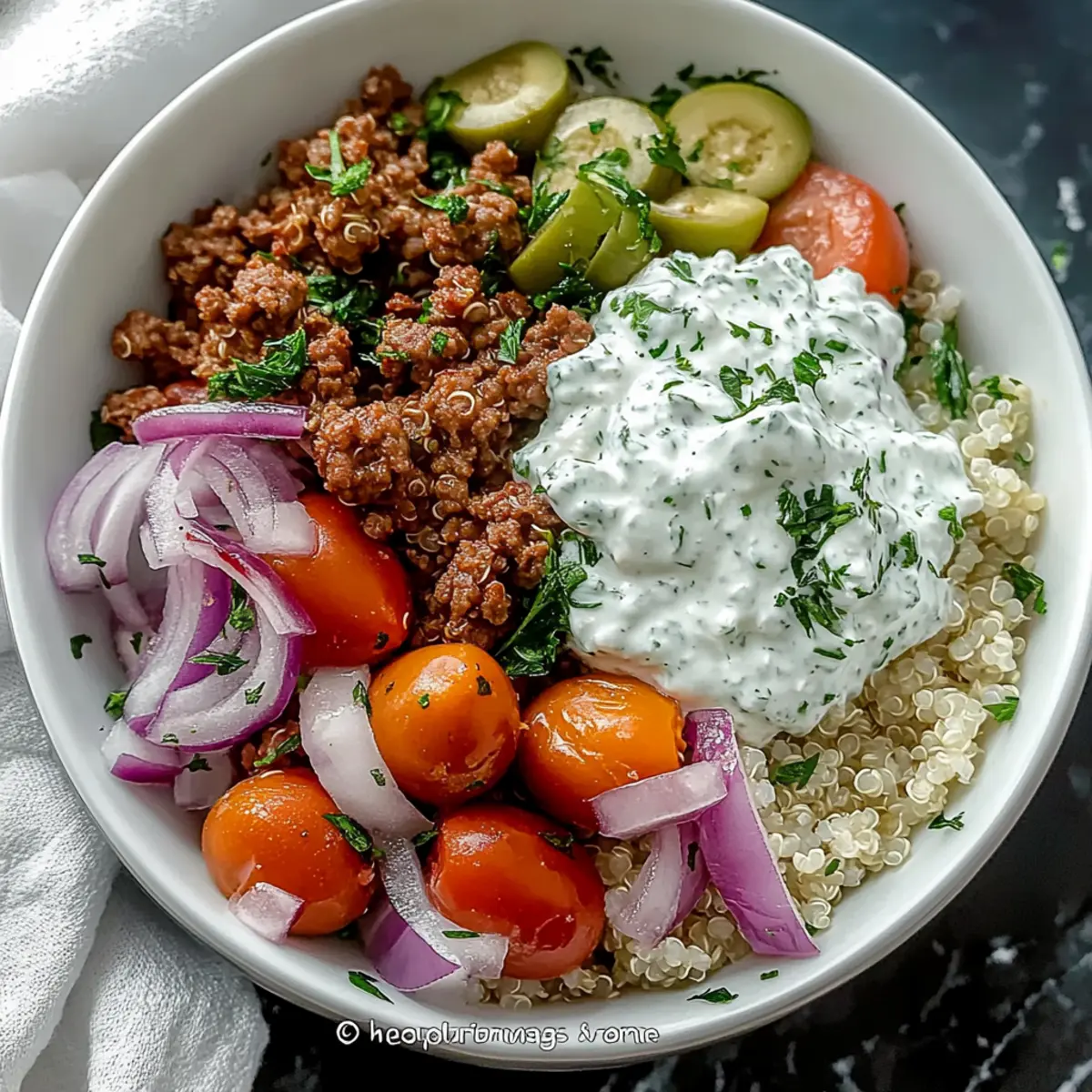 Greek Ground Beef Bowl with Tzatziki: A Fresh Flavor Feast