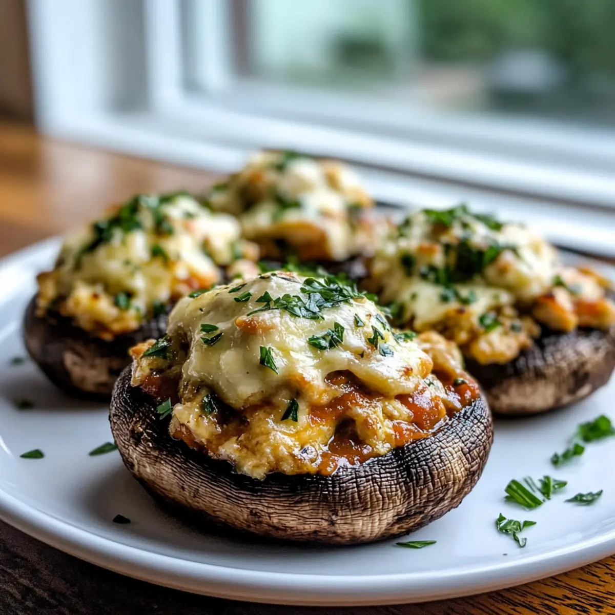 Irresistible Chicken Mozzarella Stuffed Portobello Mushrooms