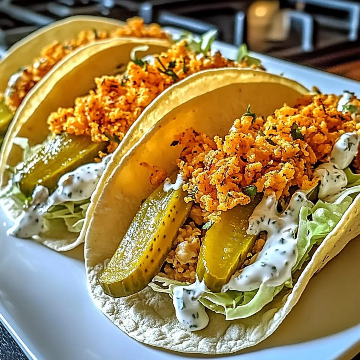 Dill Pickle Ranch Smash Chicken Tacos for Taco Night Joy