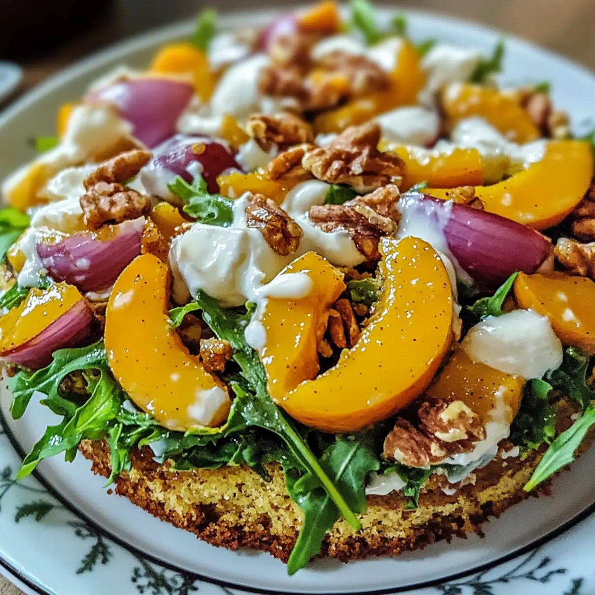 Peach Arugula Salad with Honey Balsamic Bliss