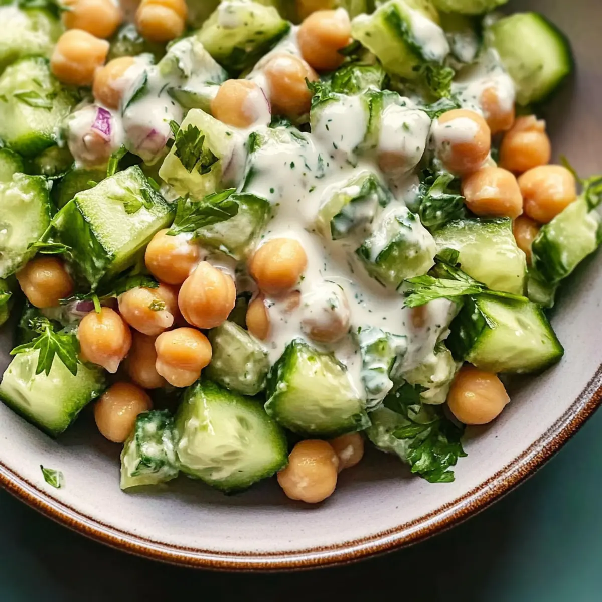 Zesty Chickpea Salad with Creamy Yogurt Dressing Delight