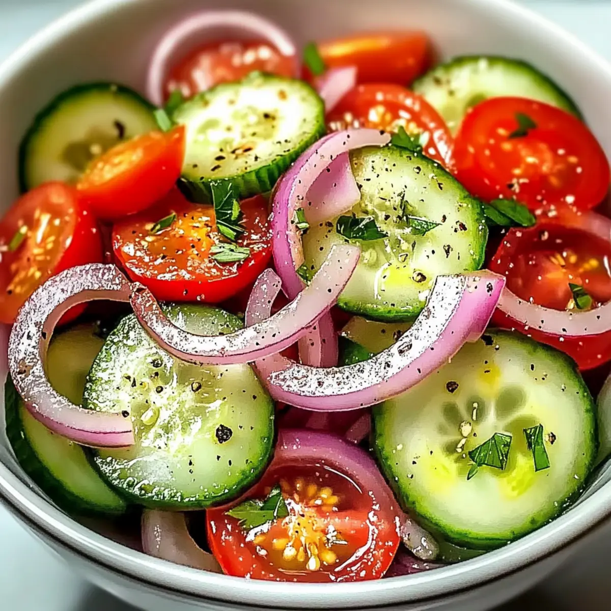 Zesty Marinated Cucumber, Onion, and Tomato Salad Bliss
